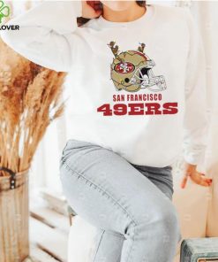 NFL San Francisco 49ers football helmet deer antlers Christmas lights logo hoodie, sweater, longsleeve, shirt v-neck, t-shirt