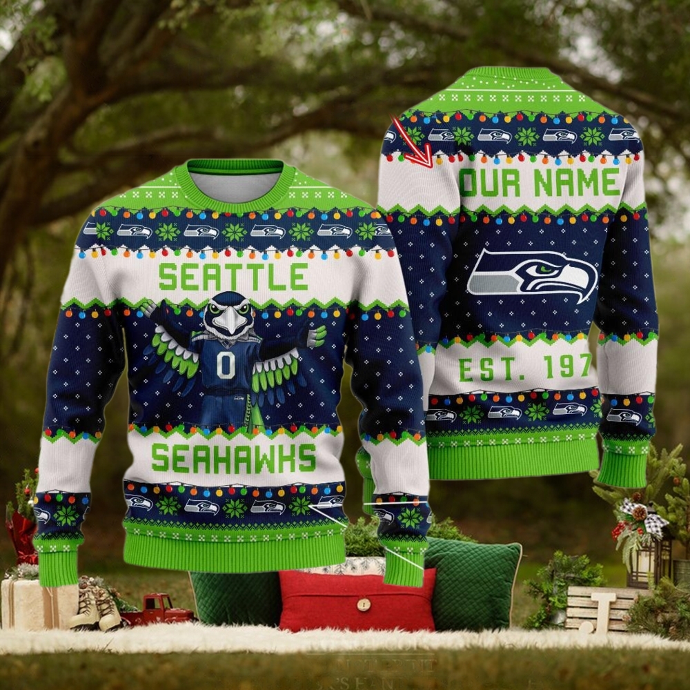 NFL Seattle Seahawks Cute Mascot Custom Ugly Christmas Sweater NFL Seattle Seahawks Cute Mascot Custom Ugly Christmas Sweater