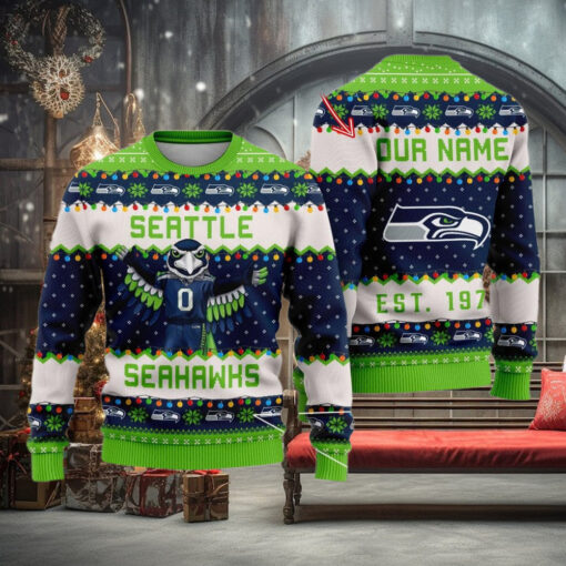 NFL Seattle Seahawks Cute Mascot Custom Ugly Christmas Sweater