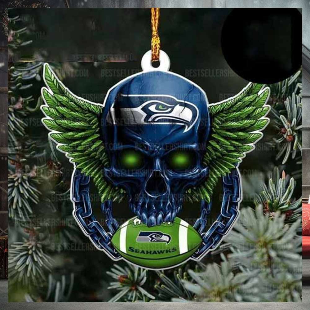 NFL Seattle Seahawks Football Skull Logo Unique 2023 Christmas Ornament