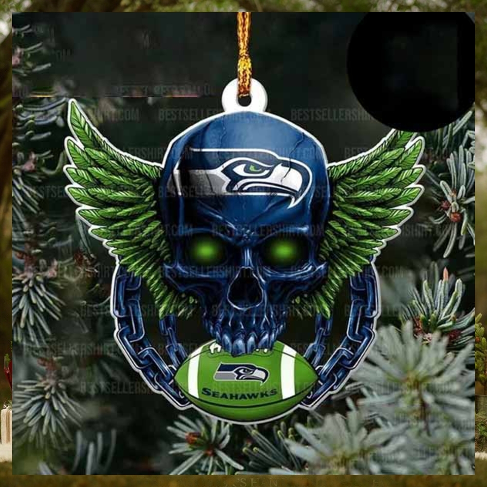 NFL Seattle Seahawks Football Skull Logo Unique 2023 Christmas Ornament NFL Seattle Seahawks Football Skull Logo Unique 2023 Christmas Ornament