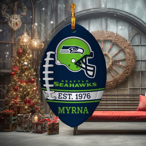 NFL Seattle Seahawks Football Xmas Custom Name Tree Decorations Ornament