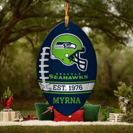 NFL Seattle Seahawks Football Xmas Custom Name Tree Decorations Ornament