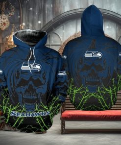 NFL Seattle Seahawks Halloween Skull Pumpkin Pullover Hoodie