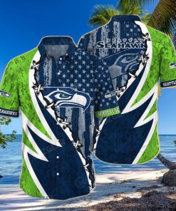 NFL Seattle Seahawks Hawaiian Shirt  Graphic American Flag Print This Summer Best Gift For Fans