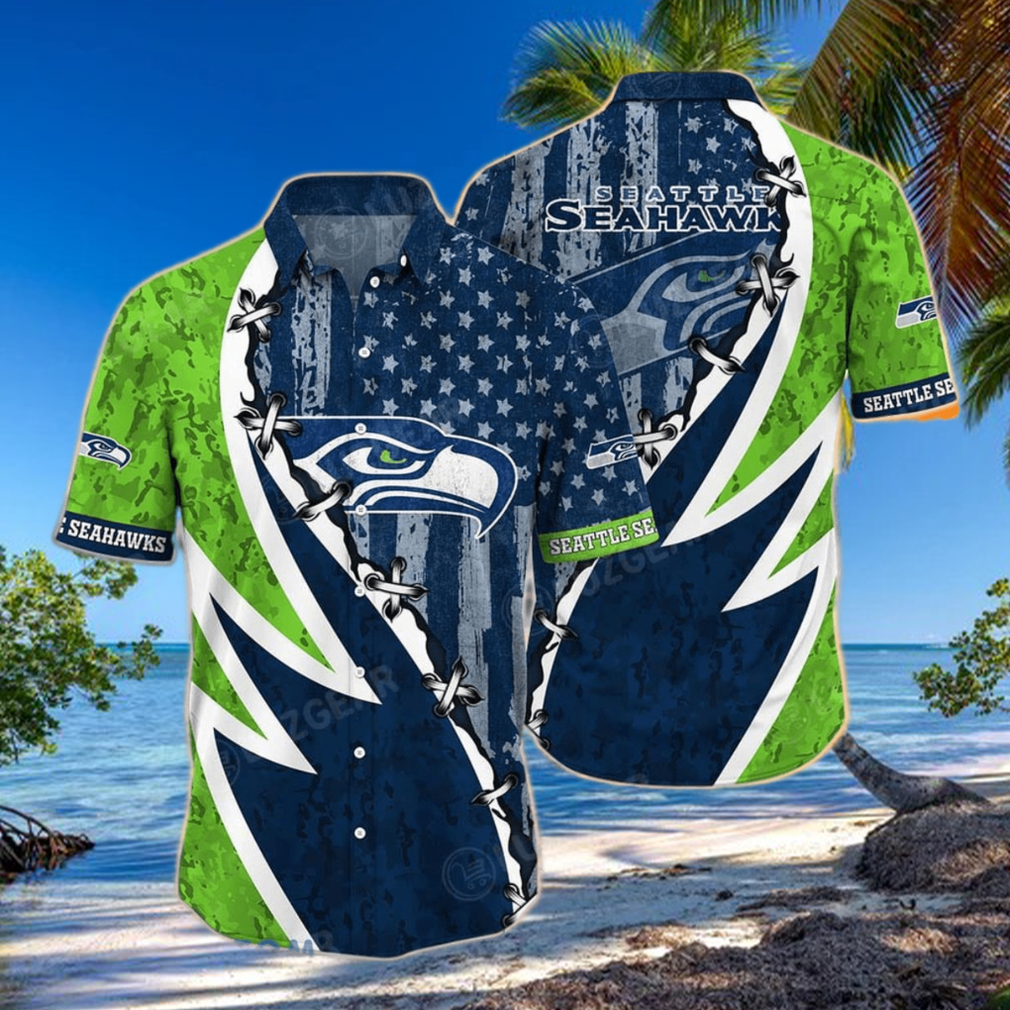 NFL Seattle Seahawks Hawaiian Shirt Graphic American Flag Print This Summer Best Gift For Fans NFL Seattle Seahawks Hawaiian Shirt Graphic American Flag Print This Summer Best Gift For Fans