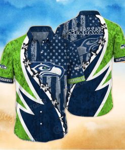 NFL Seattle Seahawks Hawaiian Shirt  Graphic American Flag Print This Summer Best Gift For Fans
