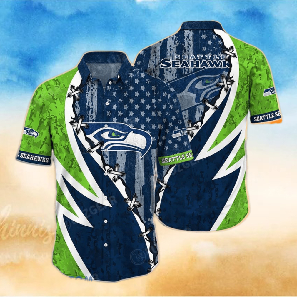 NFL Seattle Seahawks Hawaiian Shirt Graphic American Flag Print This Summer Best Gift For Fans NFL Seattle Seahawks Hawaiian Shirt Graphic American Flag Print This Summer Best Gift For Fans