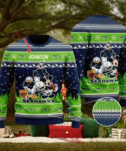 NFL Seattle Seahawks Knitted Christmas 3D Sweater Frankincense Custom Name