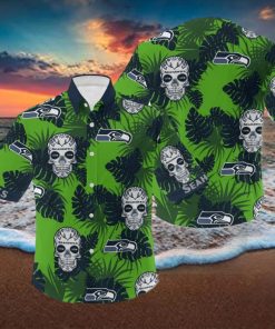NFL Seattle Seahawks Skull Leaf Halloween Fans Hawaiian Shirt Gift For Men And Women