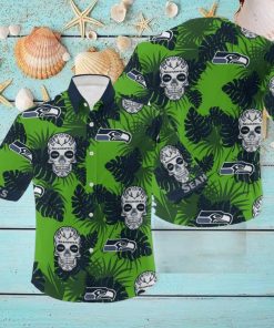 NFL Seattle Seahawks Skull Leaf Halloween Fans Hawaiian Shirt Gift For Men And Women