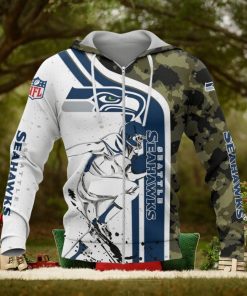 NFL Seattle Seahawks White Navy Camo Zip Up Hoodie