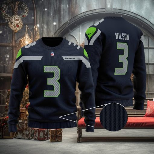 NFL Seattle Seahawks Wintertime 3D Custom Number And Name Ugly Christmas Sweater Black Gift For Fans