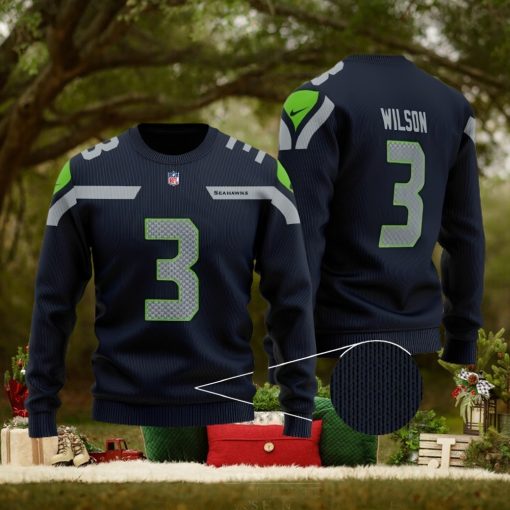 NFL Seattle Seahawks Wintertime 3D Custom Number And Name Ugly Christmas Sweater Black Gift For Fans
