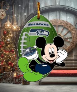 NFL Seattle Seahawks Xmas Mickey Custom Name Christmas Gift Tree Decorations Ornament