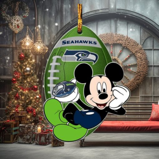 NFL Seattle Seahawks Xmas Mickey Custom Name Christmas Gift Tree Decorations Ornament