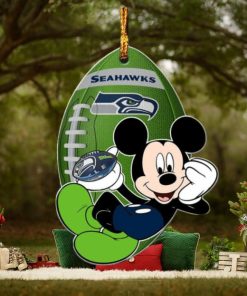 NFL Seattle Seahawks Xmas Mickey Custom Name Christmas Gift Tree Decorations Ornament