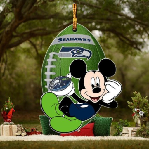 NFL Seattle Seahawks Xmas Mickey Custom Name Christmas Gift Tree Decorations Ornament