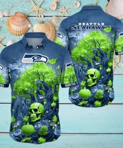 NFL Seattle seahawks Halloween Skull Pumpkin Hawaiian Shirt