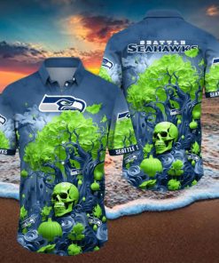 NFL Seattle seahawks Halloween Skull Pumpkin Hawaiian Shirt