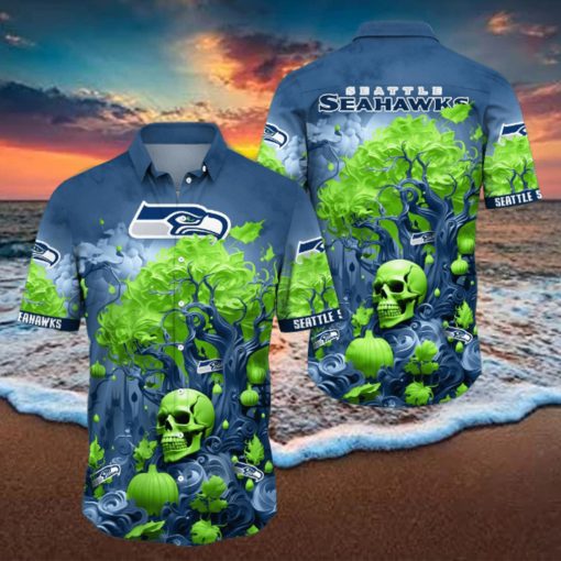 NFL Seattle seahawks Halloween Skull Pumpkin Hawaiian Shirt