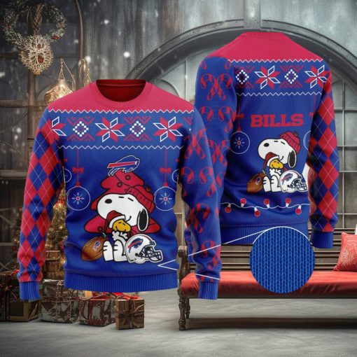 NFL Snoopy And Woodstock Buffalo Bills Christmas Ugly Wool Knitted Sweater