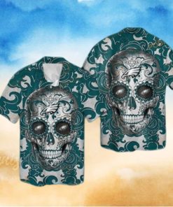 NFL Sugar Skull Philadelphia Eagles Funny Hawaiian Shirt Gift For Sports Dad