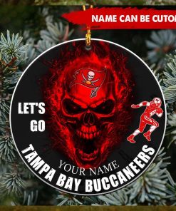 NFL Tampa Bay Buccaneers Custom Name Let’s Go Skull Round Ornament
