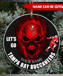 NFL Tampa Bay Buccaneers Custom Name Let’s Go Skull Round Ornament