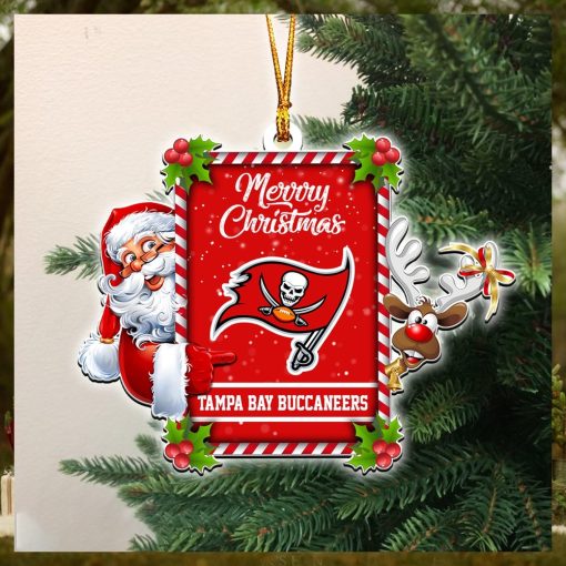 NFL Tampa Bay Buccaneers Santa And Reindeer Custom Shaped Ornament