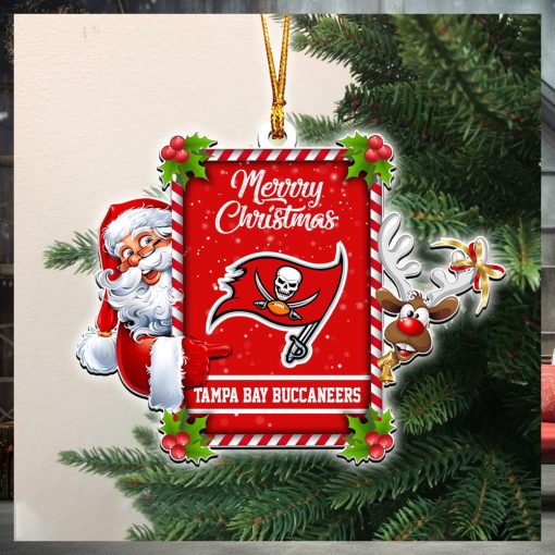 NFL Tampa Bay Buccaneers Santa And Reindeer Custom Shaped Ornament