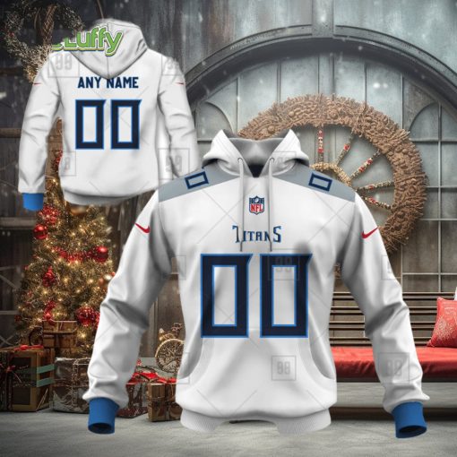 NFL Tennessee Titans Custom Name Number White Road Jersey Pullover Hoodie