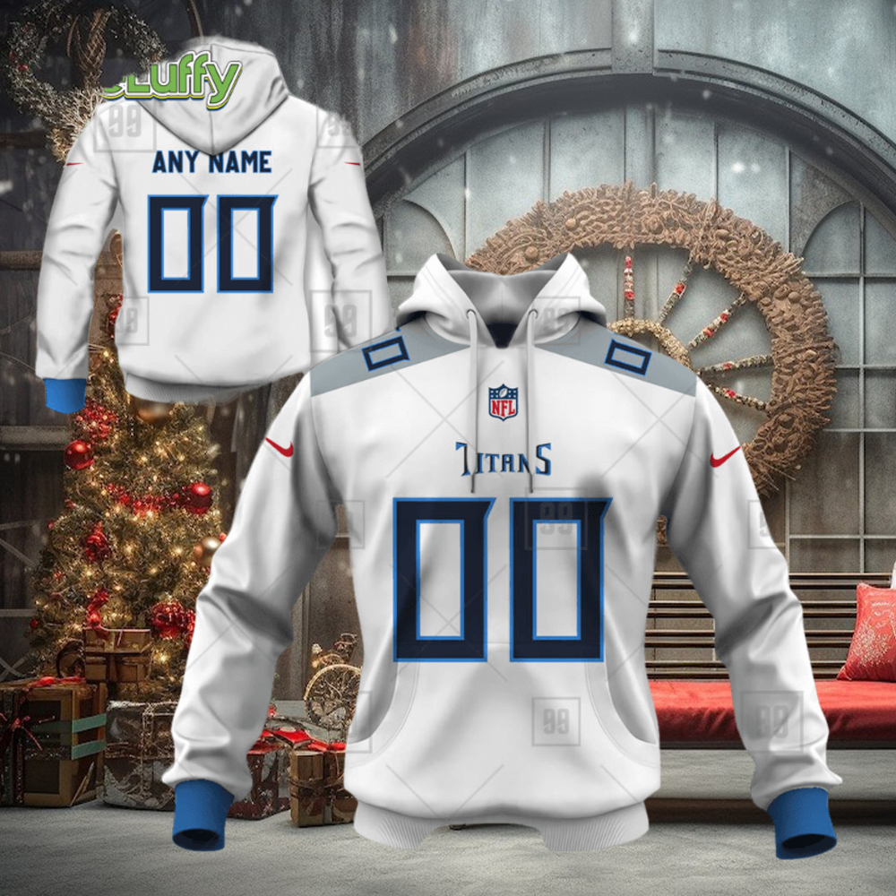 NFL Tennessee Titans Custom Name Number White Road Jersey Pullover Hoodie NFL Tennessee Titans Custom Name Number White Road Jersey Pullover Hoodie