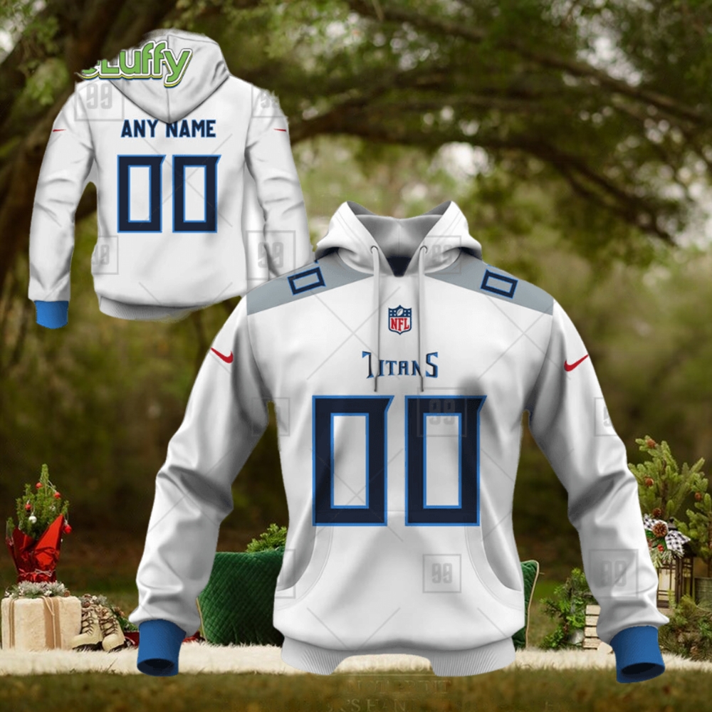 NFL Tennessee Titans Custom Name Number White Road Jersey Pullover Hoodie NFL Tennessee Titans Custom Name Number White Road Jersey Pullover Hoodie