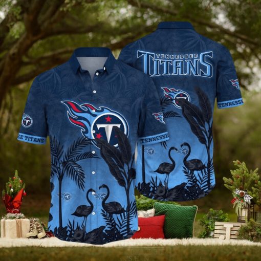 NFL Tennessee Titans Hawaii Shirt Flamingo And Flower Funny Aloha Shirt