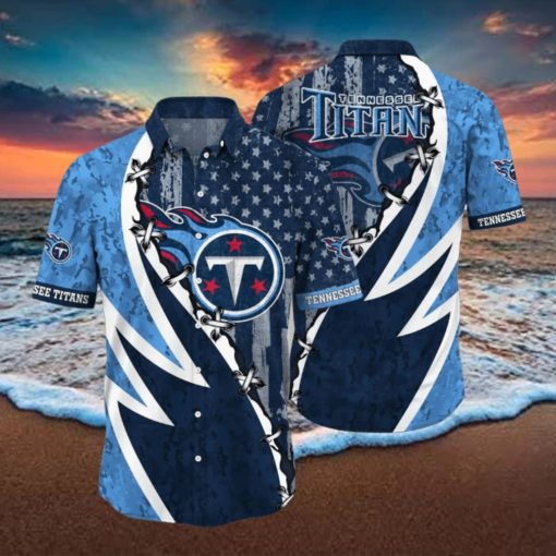 NFL Tennessee Titans Hawaiian Shirt 3D Printed Graphic American Flag Print This Summer Gift For Fans