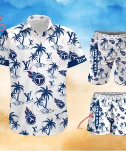 NFL Tennessee Titans Louis Vuitton Logo Pattern Hawaiian Shirt & Shorts