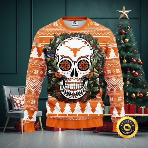 NFL Texas Longhorns Skull Flower Ugly Christmas Ugly Sweater