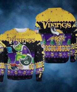 NFL Vikings Minnesota Funny Grrinch Knitting Pattern Christmas Ugly Sweater