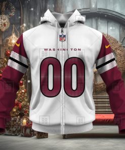NFL Washington Commanders Custom Name Number White Road Jersey Zip Up Hoodie