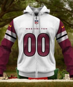 NFL Washington Commanders Custom Name Number White Road Jersey Zip Up Hoodie