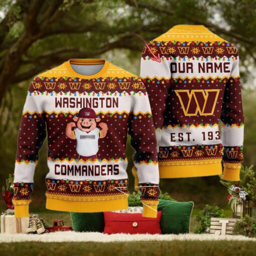 NFL Washington Commanders Cute Mascot Custom Ugly Christmas Sweater
