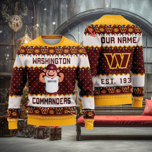 NFL Washington Commanders Cute Mascot Custom Ugly Christmas Sweater