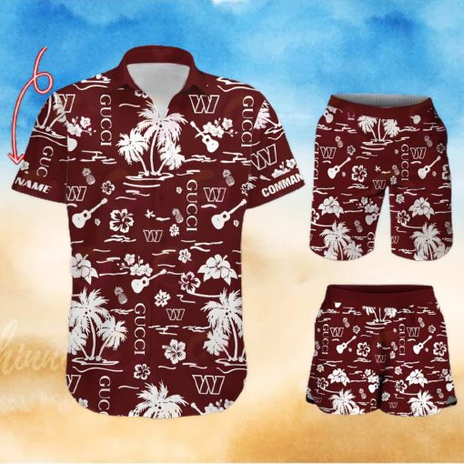 NFL Washington Commanders Gucci Logo Pattern Hawaiian Shirt & Shorts