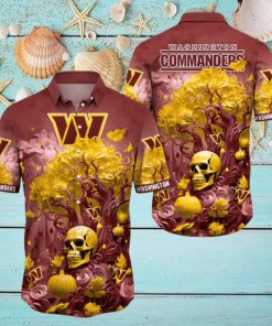 NFL Washington Commanders Halloween Skull Pumpkin Hawaiian Shirt