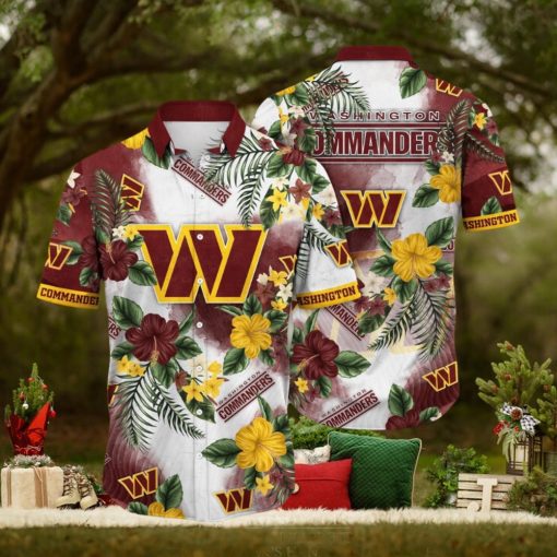 NFL Washington Commanders Hawaii Shirt Flower Trendy Floral Tops