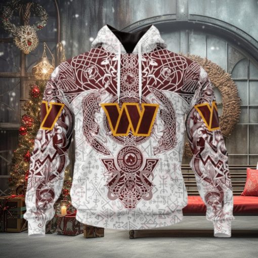 NFL Washington Commanders Norse Viking Symbols 3D Hoodie