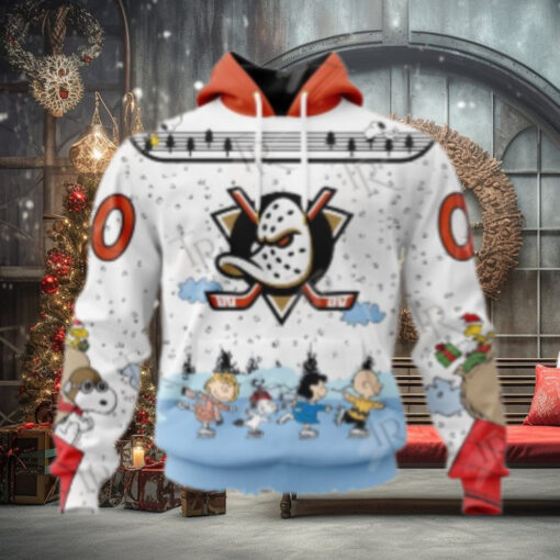 NHL Anaheim Ducks Special Peanuts Ice Skating Design Hoodie