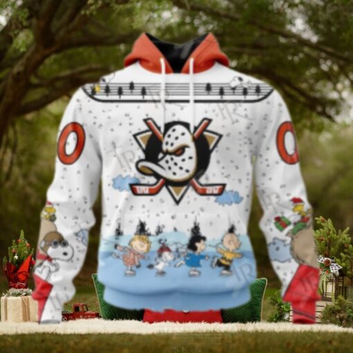 NHL Anaheim Ducks Special Peanuts Ice Skating Design Hoodie