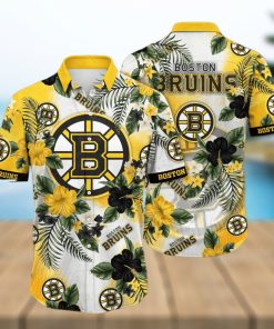 NHL Boston Bruins Hawaiian Shirt Hibiscus Flowers Pattern Beach Gift For Friend